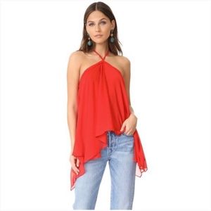 Alice + Olivia Tish Tie-Neck Handkerchief Top
